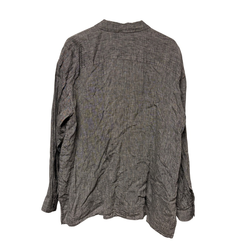 J Jill Love Linen Womens Button Down Tunic Shirt Sz XL Long Sleeve Relaxed Gray - Picture 5 of 9